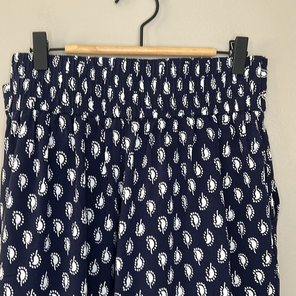 Boden Caithness Wide‎ Leg Loose Flowy Paisley Pants US Size 6R Navy White - Picture 7 of 11